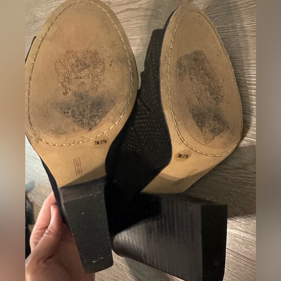 Vince Camuto Krandi Black Leather Slouch Ankle Boots Open Toe  - Size 7/37.5 - Picture 5 of 7